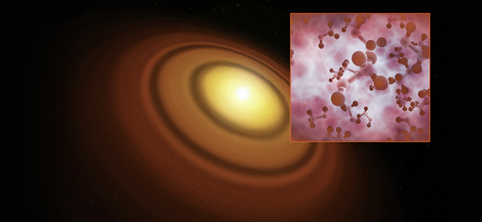 Planets form in a disk that contains alcohol
