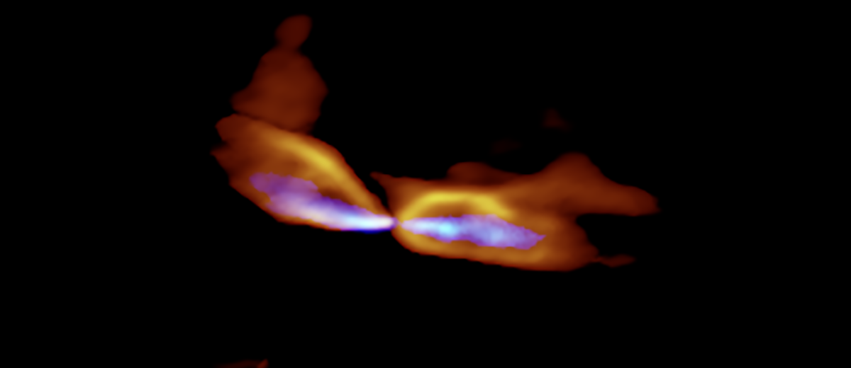 Baby star blows gas into space at two different speeds