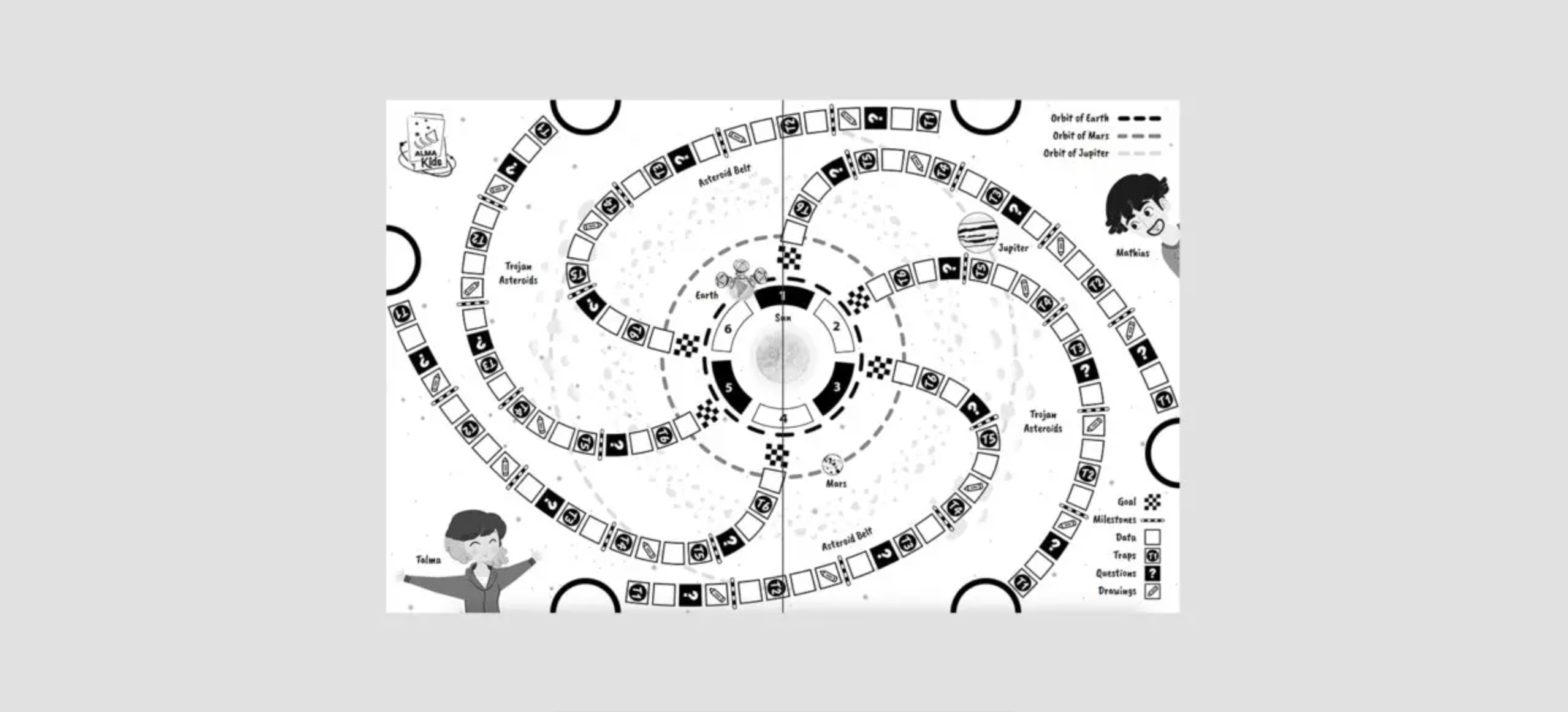 Board game "ALMAsteroids" (b/w)